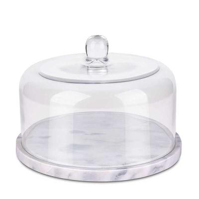 China China factory wholesale natural marble cake stand eco-friendly with glass dome for sale