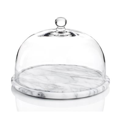 China China Eco-friendly Factory Custom Marble Cheese Tray With Glass Dome for sale