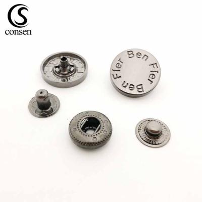 China Washable Dry Cleaning Trade Assurance Retro Custom Engraved Letters Metal Button Snaps For Leather for sale