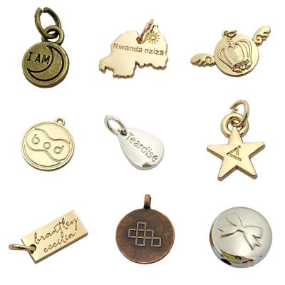 China Nickel Free/Lead Free/Gold Rounded High Quality Pendant Making Logo Engraved Custom Charm Jewelry Tags For Necklaces for sale