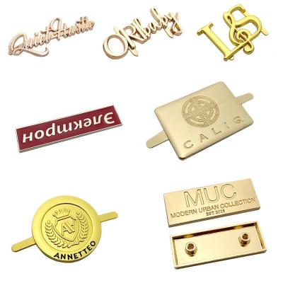 China Nickel Free / Lead Free Oil / High Quality Covered Protection OEM Gold Custom Logo Emboss Metal Tags Label For Bag for sale