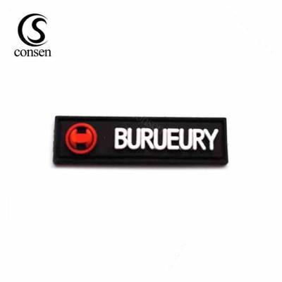 China Durable Soft Rubber PVC Fabric Patch 3D Label Embossed Brand Logo Garment Eco - Friendly Label for sale