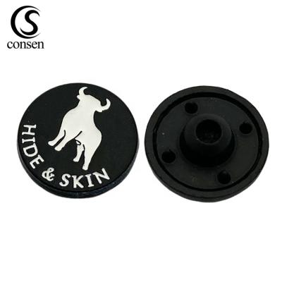 China Viable black paint brand custom logo white printed metal flash button for apparel for sale