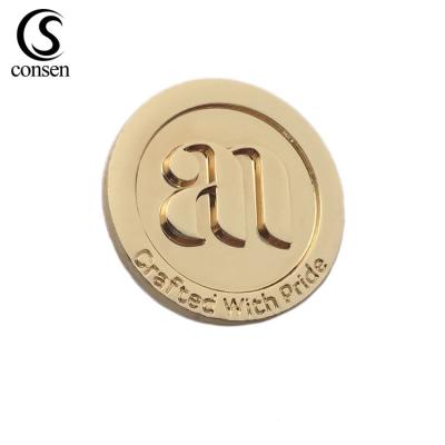 China Custom Metal Bag Free Sample OME Dry Cleaning Flash Stability Letter Button With Brand Logo for sale