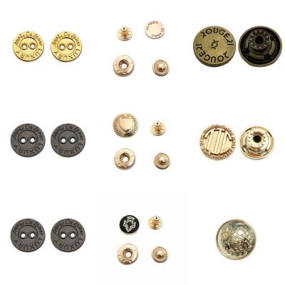 China Wholesale Logo Dry Cleaning Gold Color Metal 2 Hole Custom Buttons For Clothes for sale