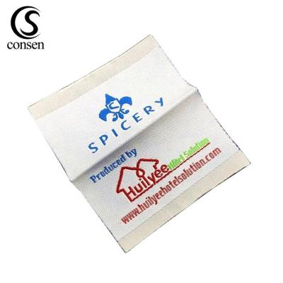 China OEM ODM Brand Logo Washable Colorful Made Clothing White Woven Label For Bag for sale