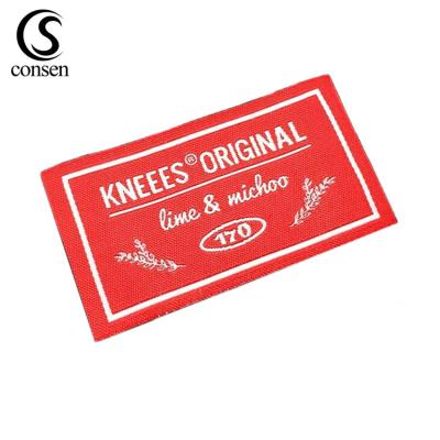 China Customized Brand Washable Woven Handbag Stain Label Customized Woven Label With Logo for sale