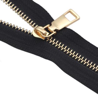 China Auto Lock Custom Denim Zippers Tape BRASS Semi-Lock Sliders Cremallera Metalica Zipper for Clothes Bag Garment for sale