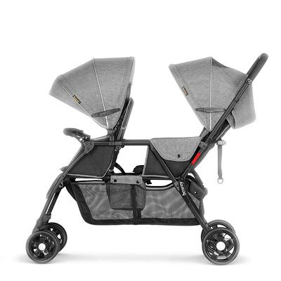 China 2021 New Arrival Polyester 2 In 1 Buggy Lightweight Folding Twin Pram Baby Stroller for sale