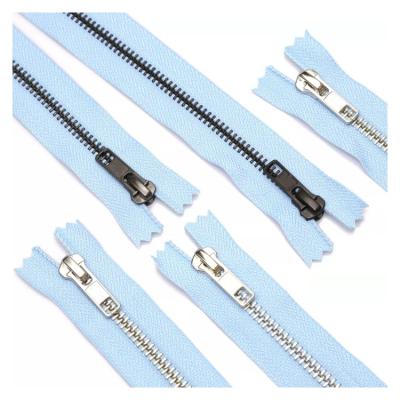 China Custom Metal Long Chain Narrow End Auto Lock Open End Zippers 3# 5# 8# For Shoes Clothes Handbags Chinese Manufacturer for sale