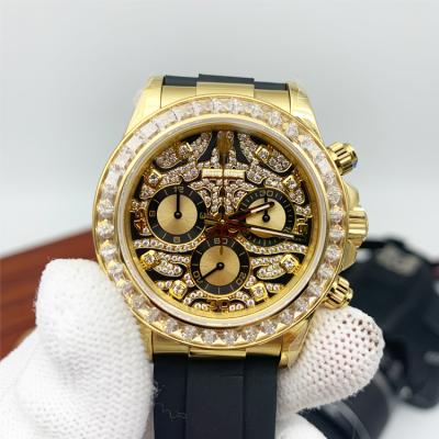 China Power Reserve 933 Gold Stainless Steel Diamond Case Luxury Waterproof Custom Logo Automatic Mechanical Watch for sale