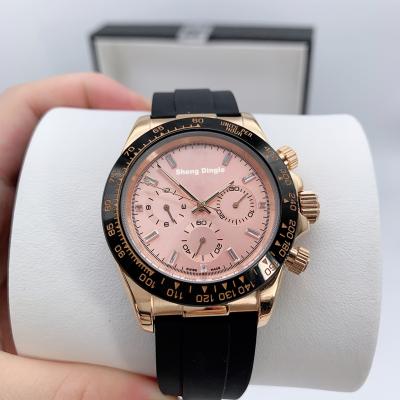 China Power Reserve 838 Fashion Rose Dial Black Gold Bezel Gold Case Luxury 40MM Elastic Band Waterproof Mechanical Watch for sale