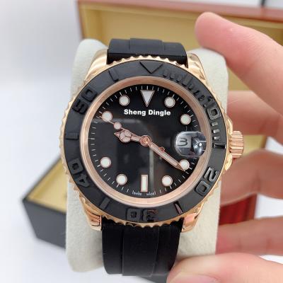 China Automatic Date 773 Mounted Dial Waterproof Sport Gold Case Infinity Loop Bezel Black Mechanical Watch YACHAT for sale