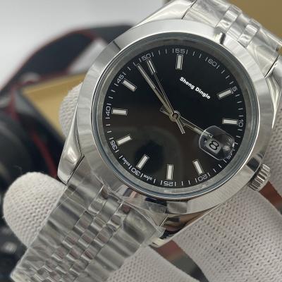 China Hot Selling Date Case Black Dial Fashion Luxury Silvery Clear Logo Business Automatic Mechanical Watch for sale