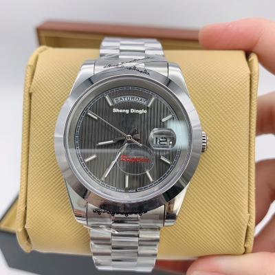 China Fashion Date 786 Fashion Weekly Calendar Dial Custom Logo Luxury Silver Black Clear Automatic Case Mechanical Watch for sale