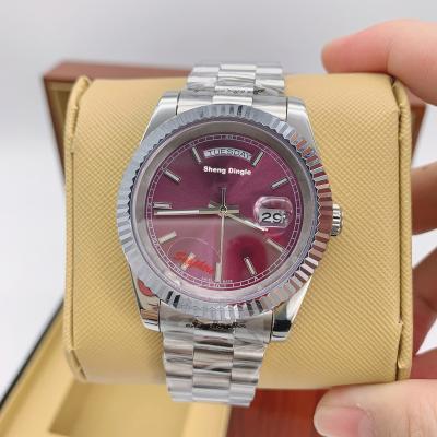 China Automatic Date 756 Silver Case Oyster Bezel Rose Dial Weekly Calendar Luxury Mechanical Watch for sale