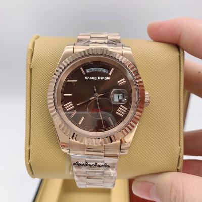 China Automatic Date 750 Mounted Gold Case Oyster Bezel Weekly Calendar Roman Numeral Scale Luxury Mechanical Watch for sale