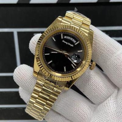 China Oyster Automatic Bezel Weekly Calendar Dial Black Case Gold Luxury Fashion Date 646 Mechanical Watch for sale