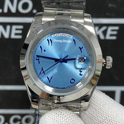 China Middle East Automatic Silver Edition Case Weekly Calendar Blue Dial Sky Date 643 Mechanical Watch for sale