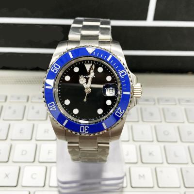 China Fashion Infinity Buckle Black Bezel Automatic Blue Ceramic Silver Case Dial Mechanical Date 561 Watch for sale