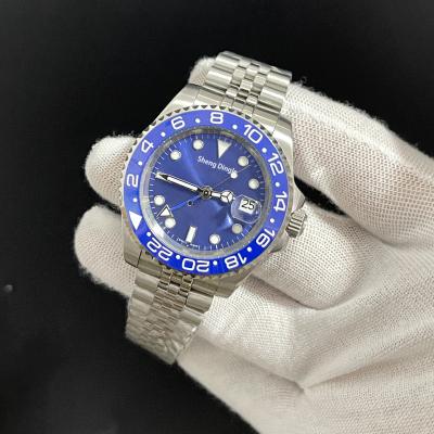 China 9H84 GMT date fashion bezel dial case custom logo luxury automatic sport blue ceramic silver 316L mechanical watch for sale