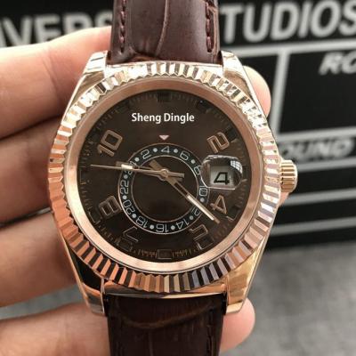 China SKY Automatic 24 Hour Display Date 243 Black Dial Rose Gold Case Oyster Bezel Luxury Mechanical Watch for sale