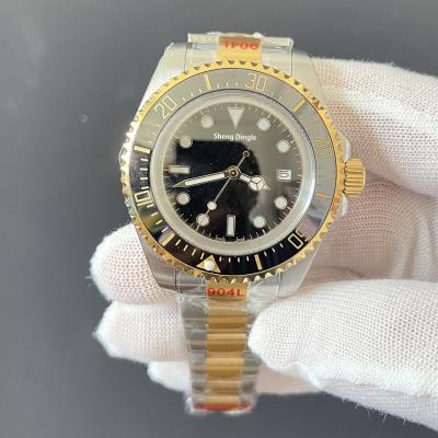 China Hot Selling Date Brand Black Bezel Gold Case Ceramic Silver Dive Automatic Band 44MM Luxury Automatic Mechanical Watch for sale