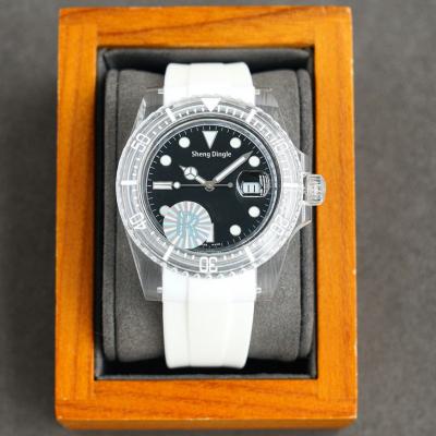 China Case 8215 Movement Black Scale Luxury Custom Logo Transparent Luminous Dial Automatic Mechanical Watch for sale