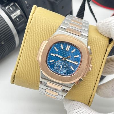 China Business 40MM Luxury Blue Dial Gold Case Oyster Bezel Diamond Scale Mechanical Watch Automatic Date Type for sale