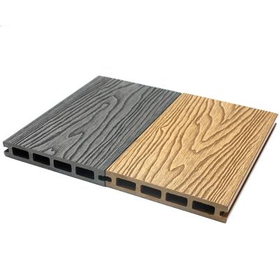 China Hot Sale Waterproof Outdoor Wood Plastic Composite Decking Round Hole WPC Flooring Waterproof Outdoor Deck Coating for sale