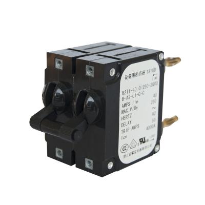 China Hydraulic magnetic BSB B2 Hydraulic Magnetic Circuit Breaker 2 Poles 80V 250V 10A 8A 16A 32A Bullet Terminal type for Equipment PDU UPS for sale