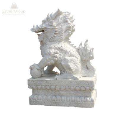 China Exquisite Details Feng Shui Set Two of the Marble Chi Lin/Kylin Wealth Prosperity Statues Attracting Wealth and Good Luck for sale