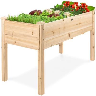 China Modern Sturdy Raised Raised Wooden Planter Garden Bed Box Stand For Backyard, Patio - Natural Wood for sale