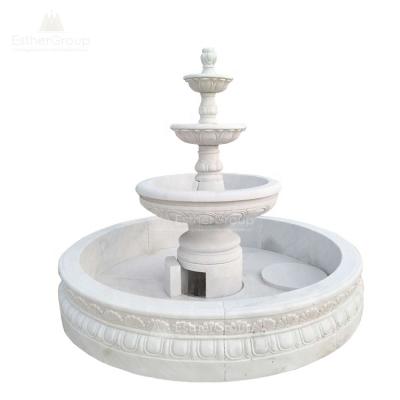 China Large Modern Outdoor Natural Stone Water Fountain Three Tires Decoration Marble Fountain for sale