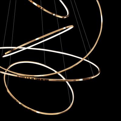 China Mordern L4u Customize Ring Light Modern Chandelier Pendant Lamp Circle Gold Chandelier Design Multiple Rings Lamp for sale