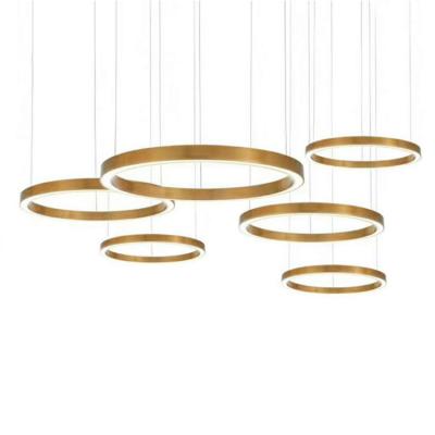 China Custom Gold Ring Hanging Light Round Pendant Lights Light Modern Home Pendant Chandeliers for sale