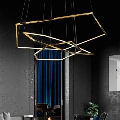 China Hotel L4u Stainless Steel Hexagon Pendant Chandelier Decorative Hanging Lighting Pendant Lamp For Lobby Living Room for sale