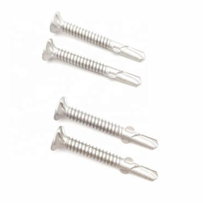 China Good Painting Dacromet Flat Cross Countersunk Pattern Self-Drilling Screws With Double Ears for sale