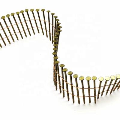 China Wholesale China Pan Hot Sale Mill Yellow Galvanized Coil Common Coil Nails Using With Nail Guns for sale