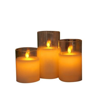 China Birthdays LED Candles Battery Operated D7.5*10/12.5/15cm LED Glass Candle Lamp for sale