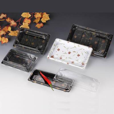 China Wholesale Disposable Plastic Tray Plastic Lids Takeaway Black New Microwave Food Container Clear Microwavable Sushi Container About 5000 for sale