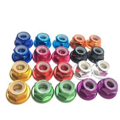 China DIN 6926 Hex Hex Aluminum Flange Insert Colored Anodized Nylon Lock Nuts Flange Nylock Nut for sale