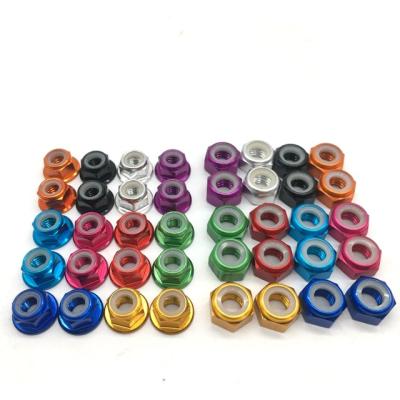 China Aluminum M3 M4 M5 M6 M8 Hex Colored Hex Flange Locking Nuts For Drones for sale