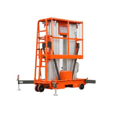 China Casters Reinforced Aluminum Alloy Steel Hydraulic Lift Column Lift Aerial Work Platform Double Construction for sale