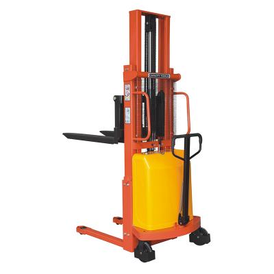 China Casters Reinforced Steel Semi Electric Stacker 1ton 1.6M Semi Electric Powered Forklift Plug-in Stackers New Forklif for sale