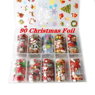 China Newest 2021 Nail Art Decoration NO.90 Factory Christmas LOGO Brand Designer Transfer Foil Nail Sticker Foil For Nail Art Decoration for sale