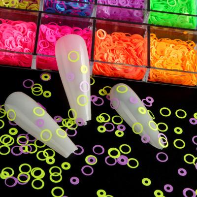 China Newest Nail Art Decoration Circle Sequin 4mm Summer Fluorescent Hollow Nail Sticker 12 Grid Mixed Color for sale