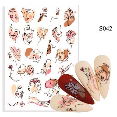 China Newest Art Strap Glue Face Makeup Nail Sticker Decoration Geometric Face Nail Art Decal Fruit Nail Nail Sticker for sale