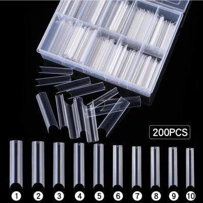 China Nail Art DIY Square Shape Straight Nail Tips Artificial Nails For Acrylic Fake Nail C Curve Half Cover Extra Long Nail Tips for sale