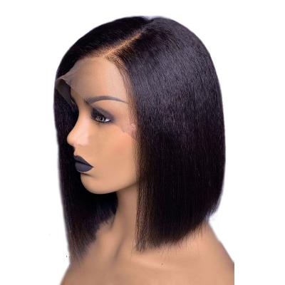 China Short Curly Straight BOB Human Hair Wigs For Black Women With Baby Hair 13*4 Brazilian Remy Hair Pre Plucked Bleached Knot for sale